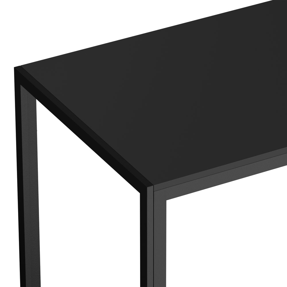 Oikiture 120cm Rectangular Dining Table with Metal Leg Black
