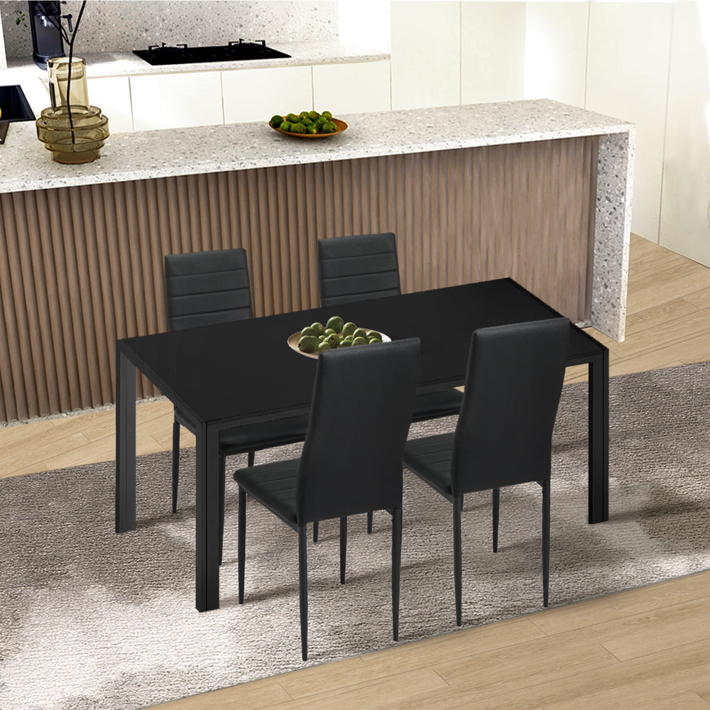 Oikiture 120cm Rectangular Dining Table with Metal Leg Black