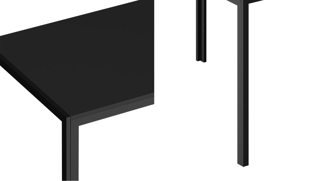 Oikiture 120cm Rectangular Dining Table with Metal Leg Black