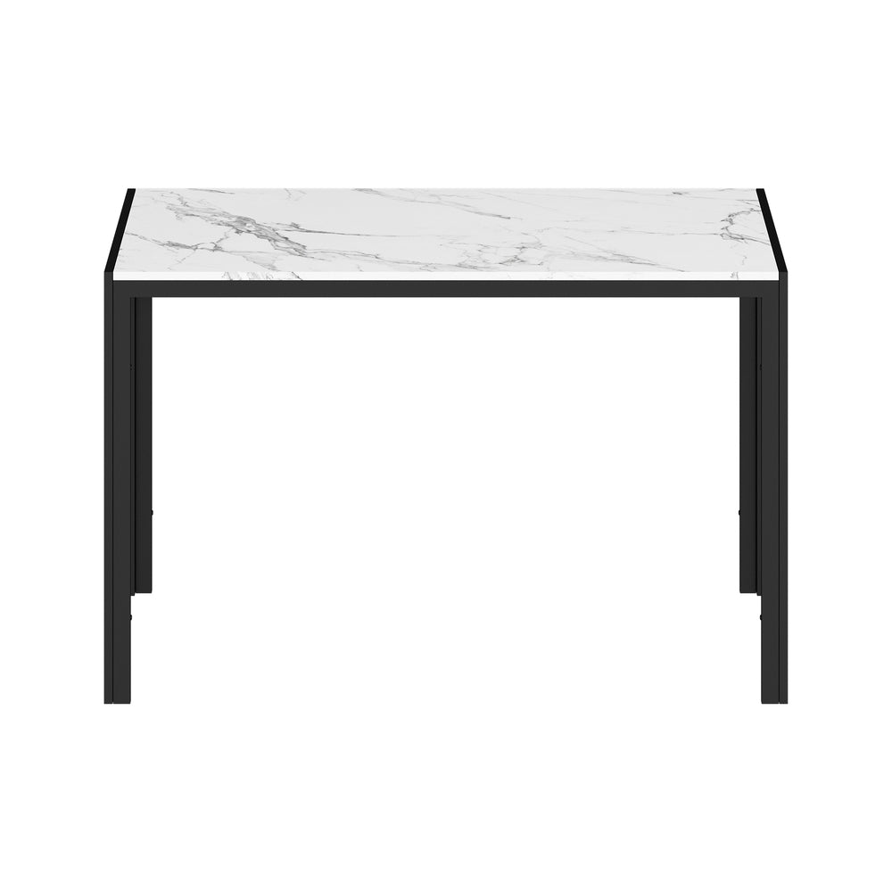 Oikiture 120cm Rectangular Dining Table with Metal Leg White&Black