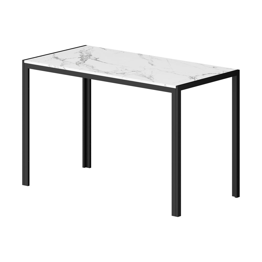 Oikiture 120cm Rectangular Dining Table with Metal Leg White&Black