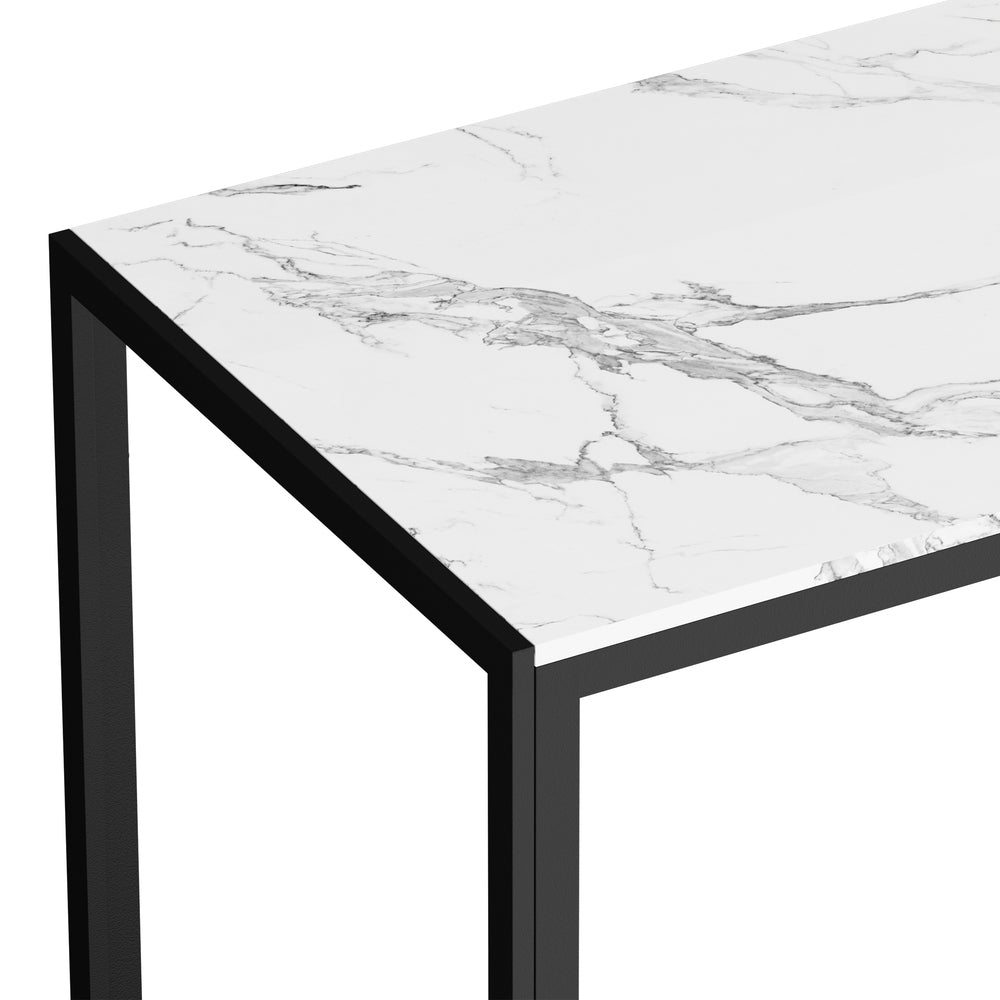 Oikiture 120cm Rectangular Dining Table with Metal Leg White&Black