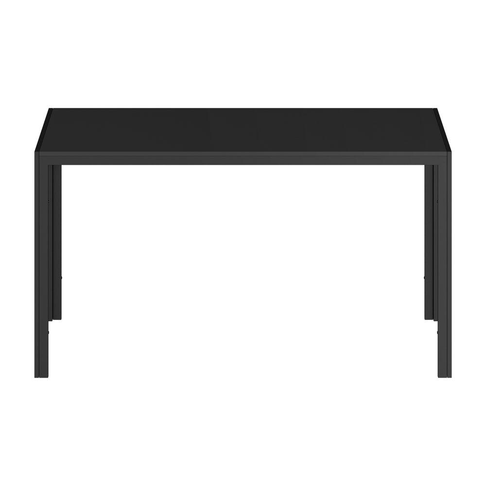 Oikiture 140cm Rectangular Dining Table with Metal Leg Black
