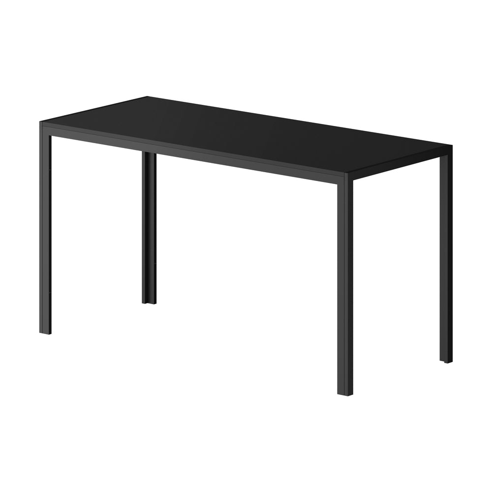 Oikiture 140cm Rectangular Dining Table with Metal Leg Black