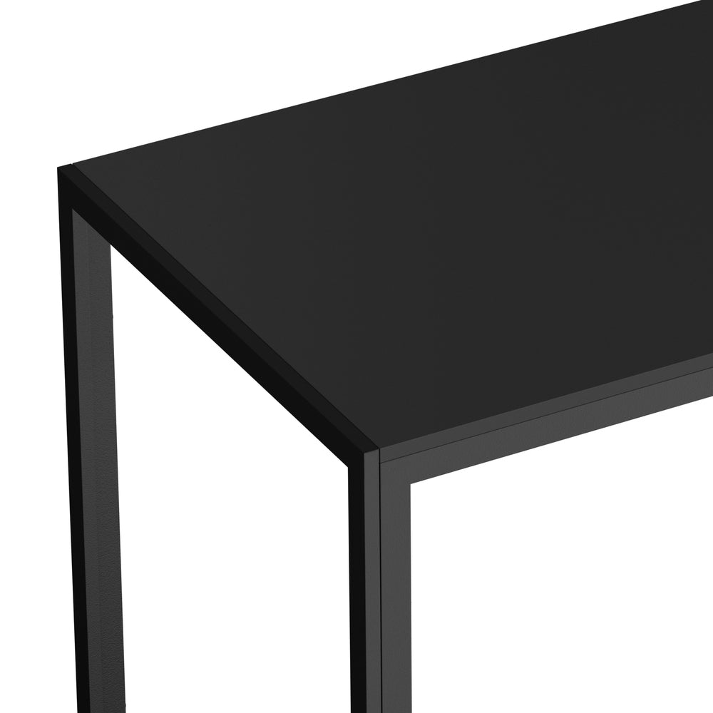 Oikiture 140cm Rectangular Dining Table with Metal Leg Black