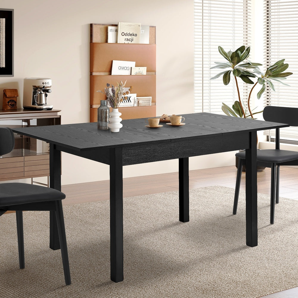 Oikiture Extendable Dining Table 1.2-1.6m Wooden Kitchen Table Black