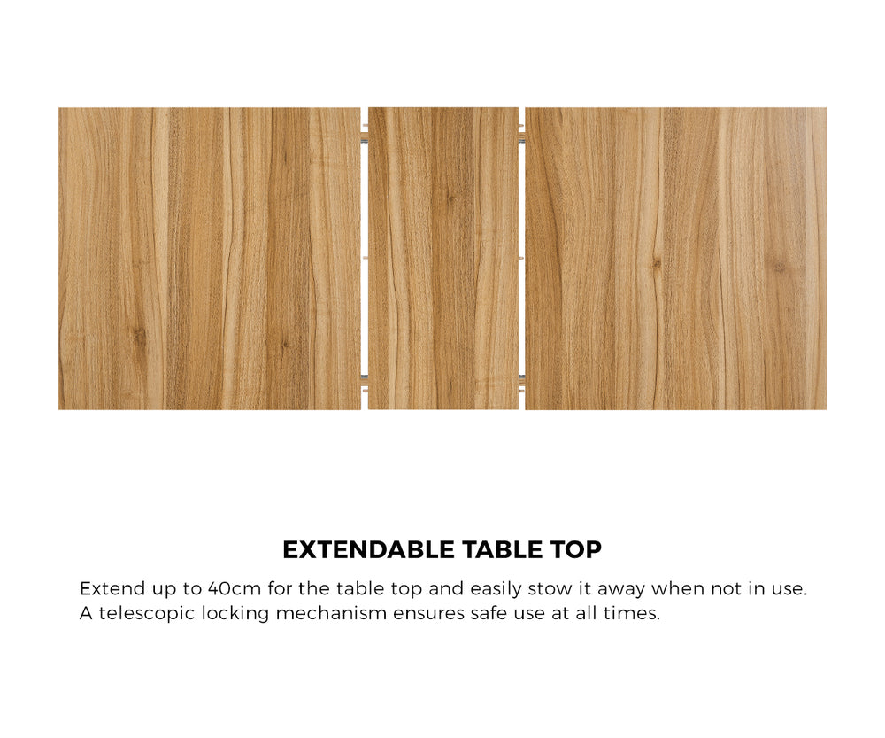 Oikiture Extendable Dining Table 1.2-1.6m Wooden Kitchen Table