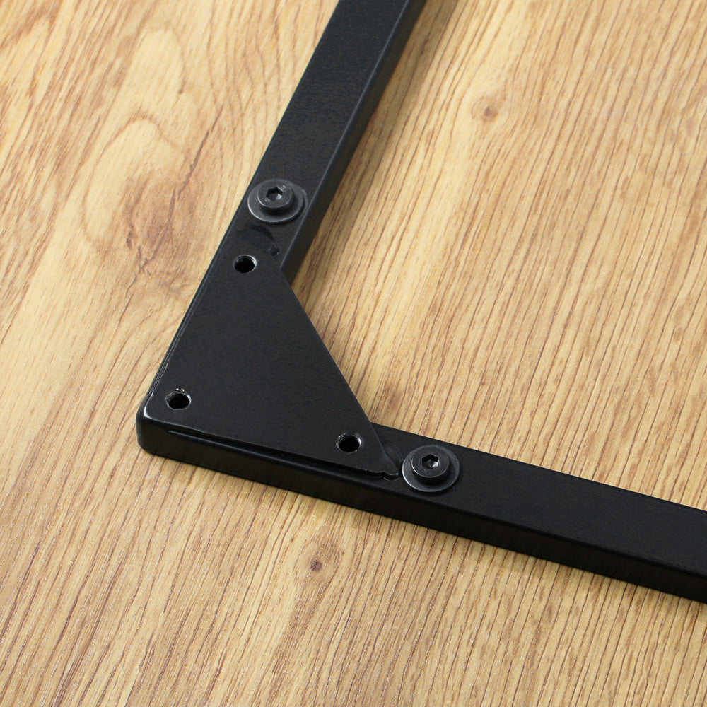 Oikiture 110cm Round Dining Table With Metal Legs Wooden Black