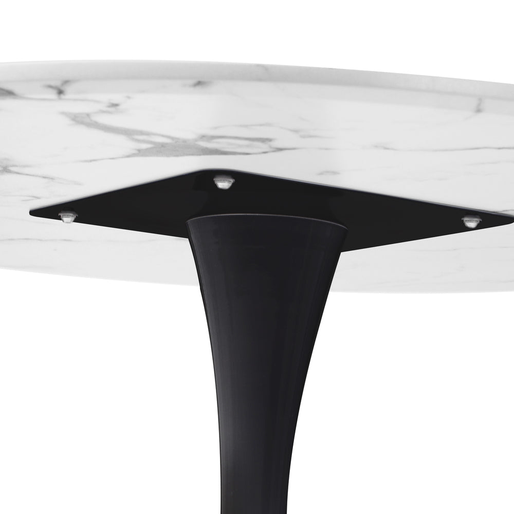 Oikiture 90cm Dining Table Marble Tulip Shape White&Black