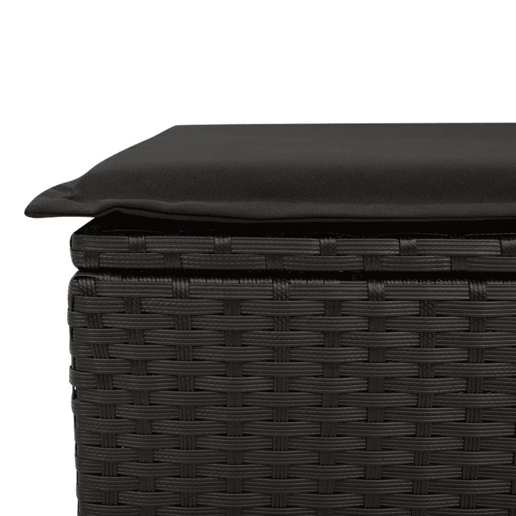 7 Piece Garden Sofa Set with Cushions Black Poly Rattan