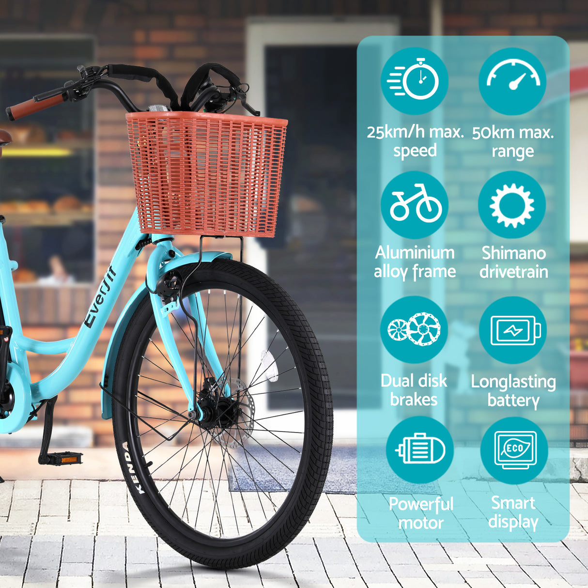 Everfit 26 Electric Bike City Bicycle eBike e-Bike Commuter w/ Battery BL