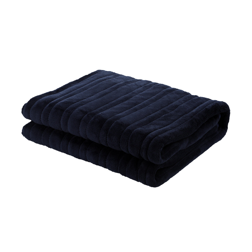 Bedra Washable Electric Heated Throw Rug Flannel Blue