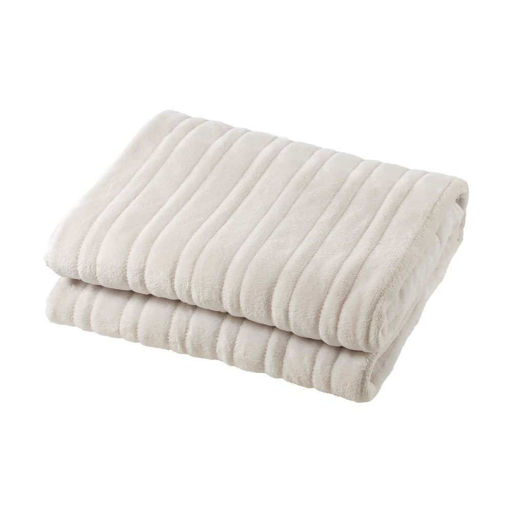 Bedra Electric Heated Throw Rug Washable Flannel Cream