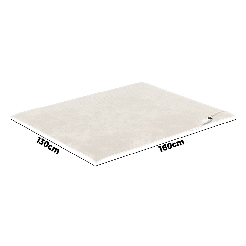 Bedra Electric Heated Throw Rug Washable Flannel Cream