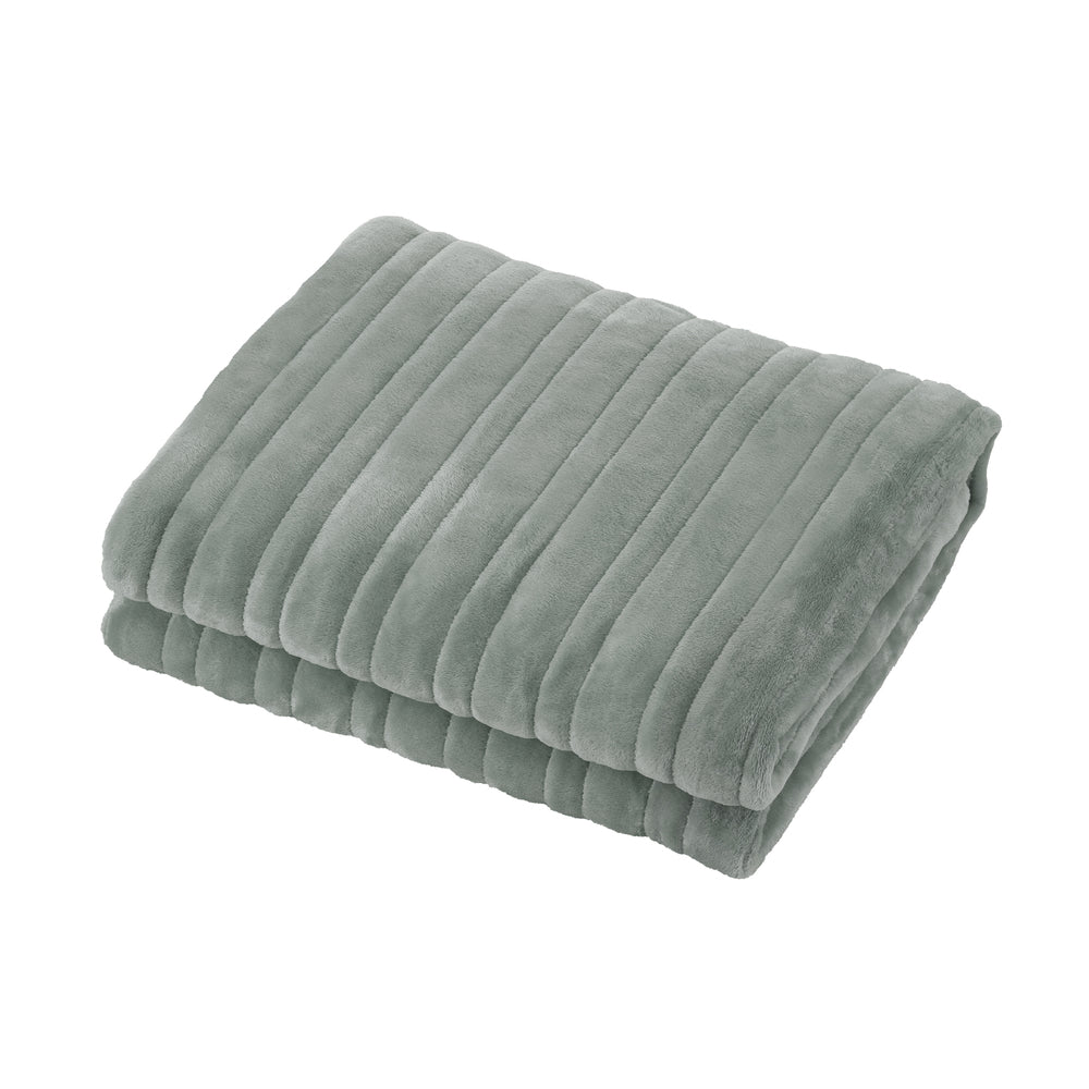 Bedra Electric Heated Blanket Washable Throw Rug Coral Fleece Light Green