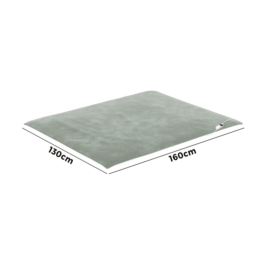 Bedra Electric Heated Blanket Washable Throw Rug Coral Fleece Light Green