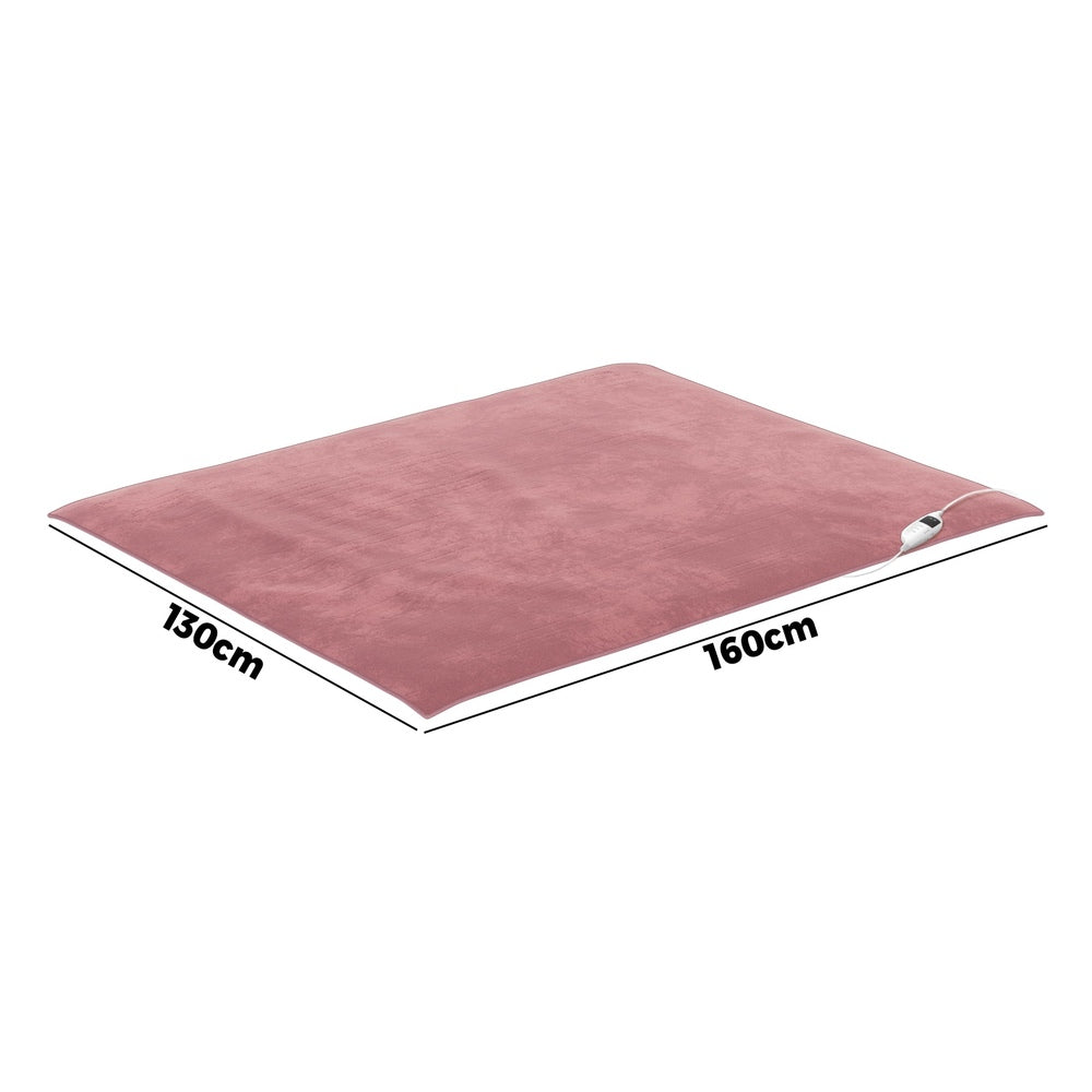 Bedra Washable Electric Heated Throw Rug Flannel Pink