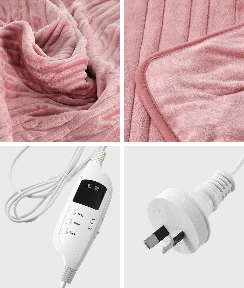 Bedra Washable Electric Heated Throw Rug Flannel Pink