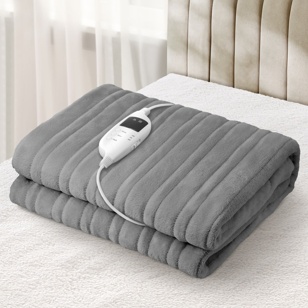 Bedra Electric Heated Throw Rug Washable Silver