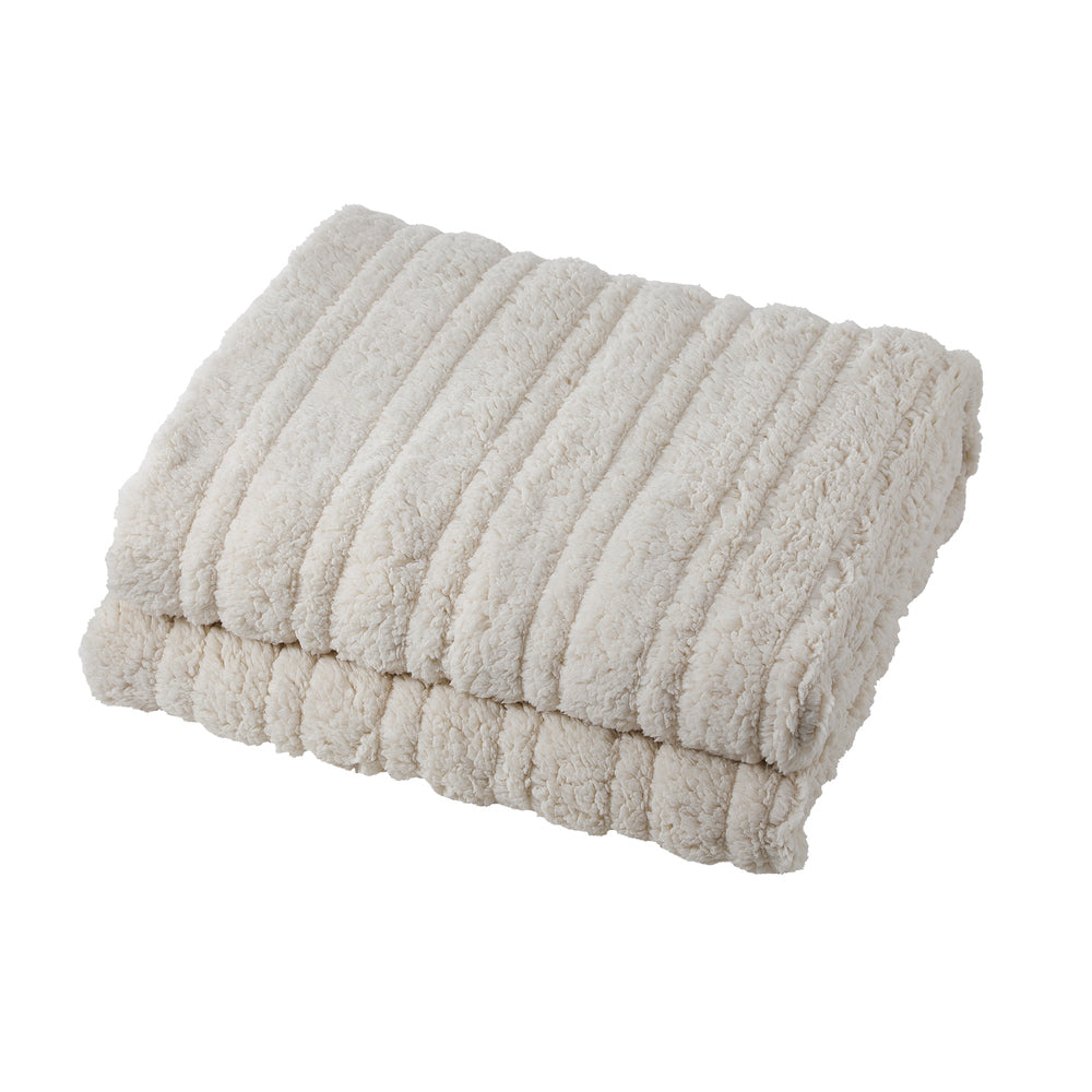 Bedra Electric Heated Blanket Washable Throw Rug Sherpa Coral Fleece Navy Beige