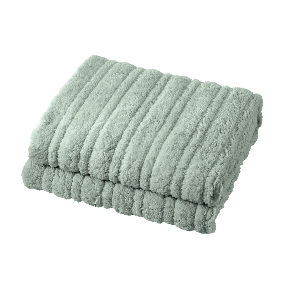 Bedra Electric Heated Blanket Washable Throw Rug Sherpa Coral Fleece Green