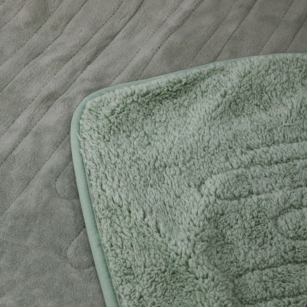 Bedra Electric Heated Blanket Washable Throw Rug Sherpa Coral Fleece Green