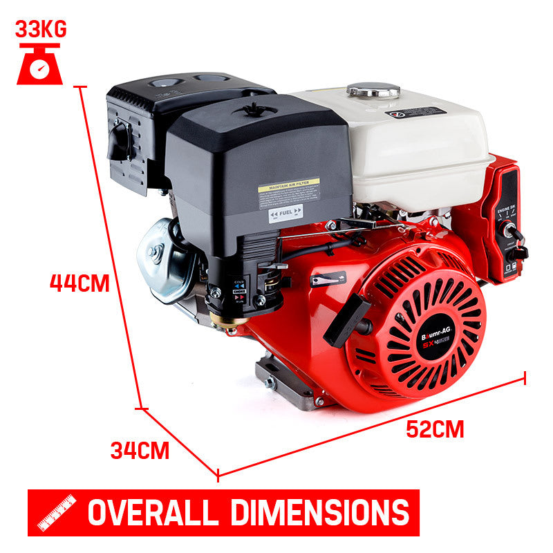 BAUMR-AG 16HP Petrol Stationary Engine OHV Motor Horizontal Shaft Electric Recoil Start