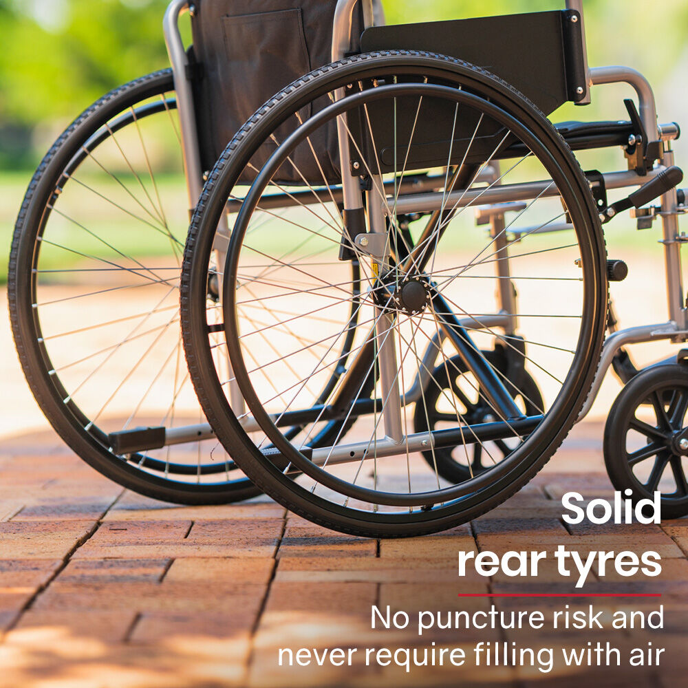 EQUIPMED Cruiseline 24' 136kg Capacity Retractable Armrests Folding Wheelchair - Grey