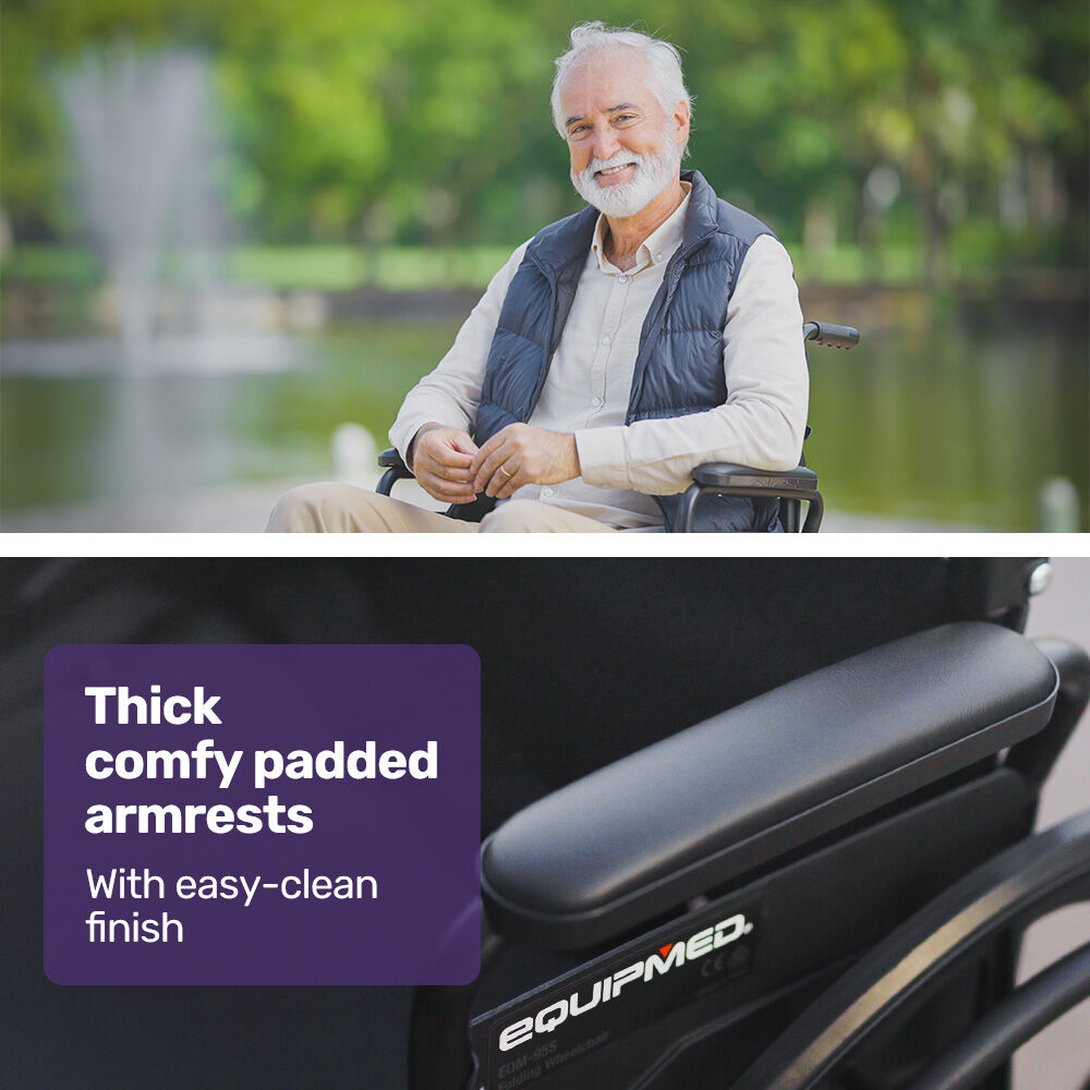 EQUIPMED Comfortline 24' 136kg Capacity XL-Wide Quick-Folding Wheelchair - Black