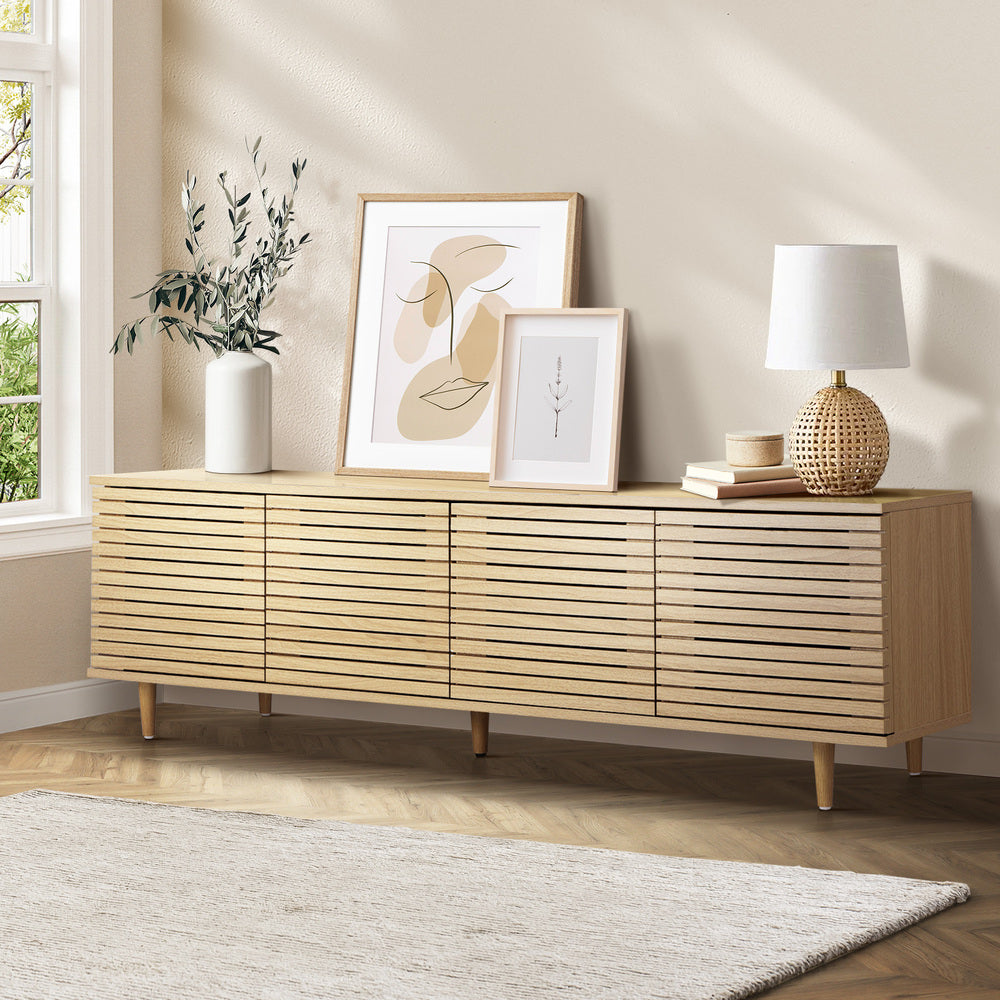 Oikiture TV Stand Cabinet Entertainment Unit Unique Door 160CM