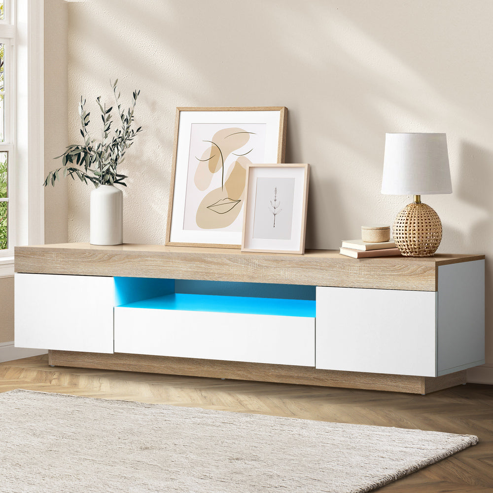 Oikiture TV Stand Cabinet Entertainment Unit RGB LED 180cm