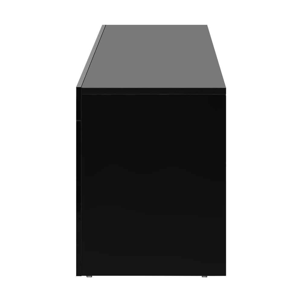 Oikiture Entertainment Unit TV Stand Cabinet LED RGB Gloss Black 180CM