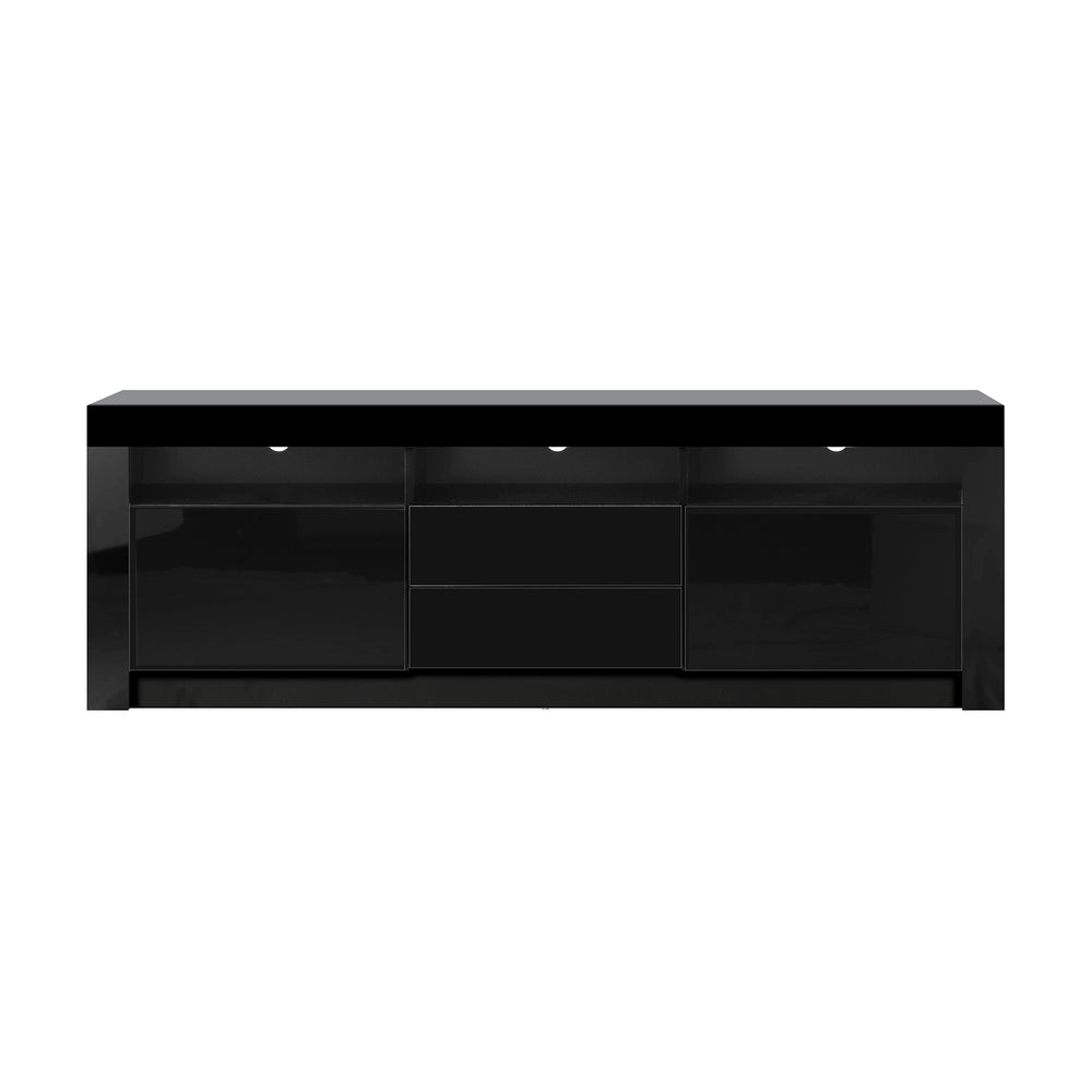 Oikiture TV Stand Cabinet Entertainment Unit RGB LED Gloss Black 180CM