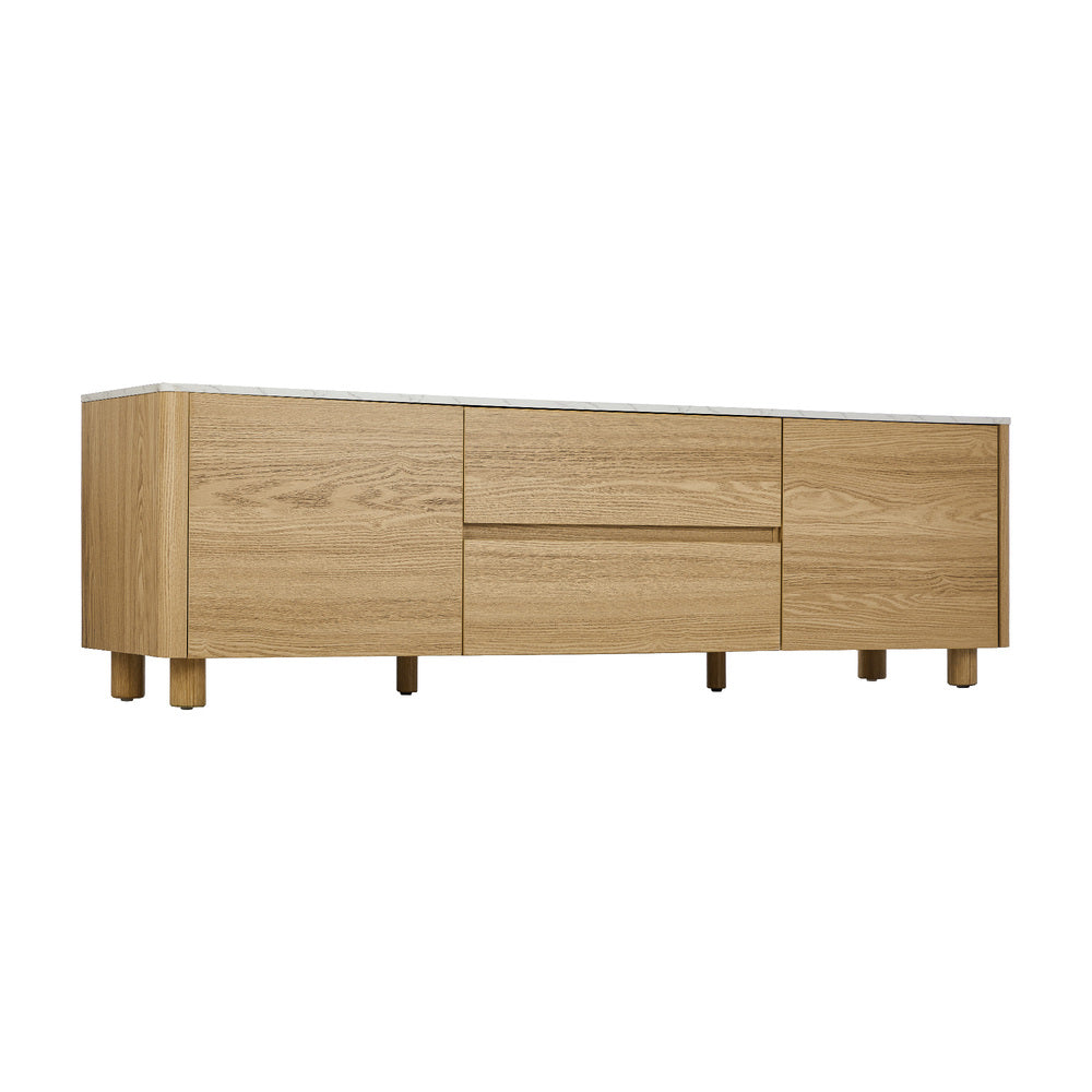 Oikiture TV Cabinet Entertainment Unit Stand 160cm Natural
