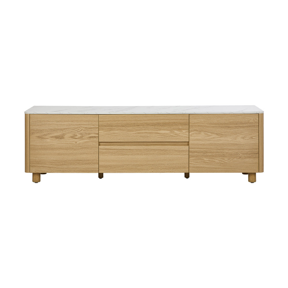 Oikiture TV Cabinet Entertainment Unit Stand 160cm Natural