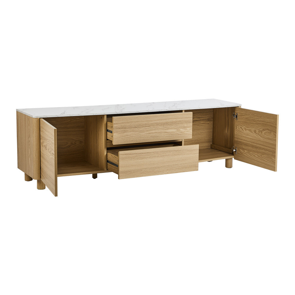 Oikiture TV Cabinet Entertainment Unit Stand 160cm Natural