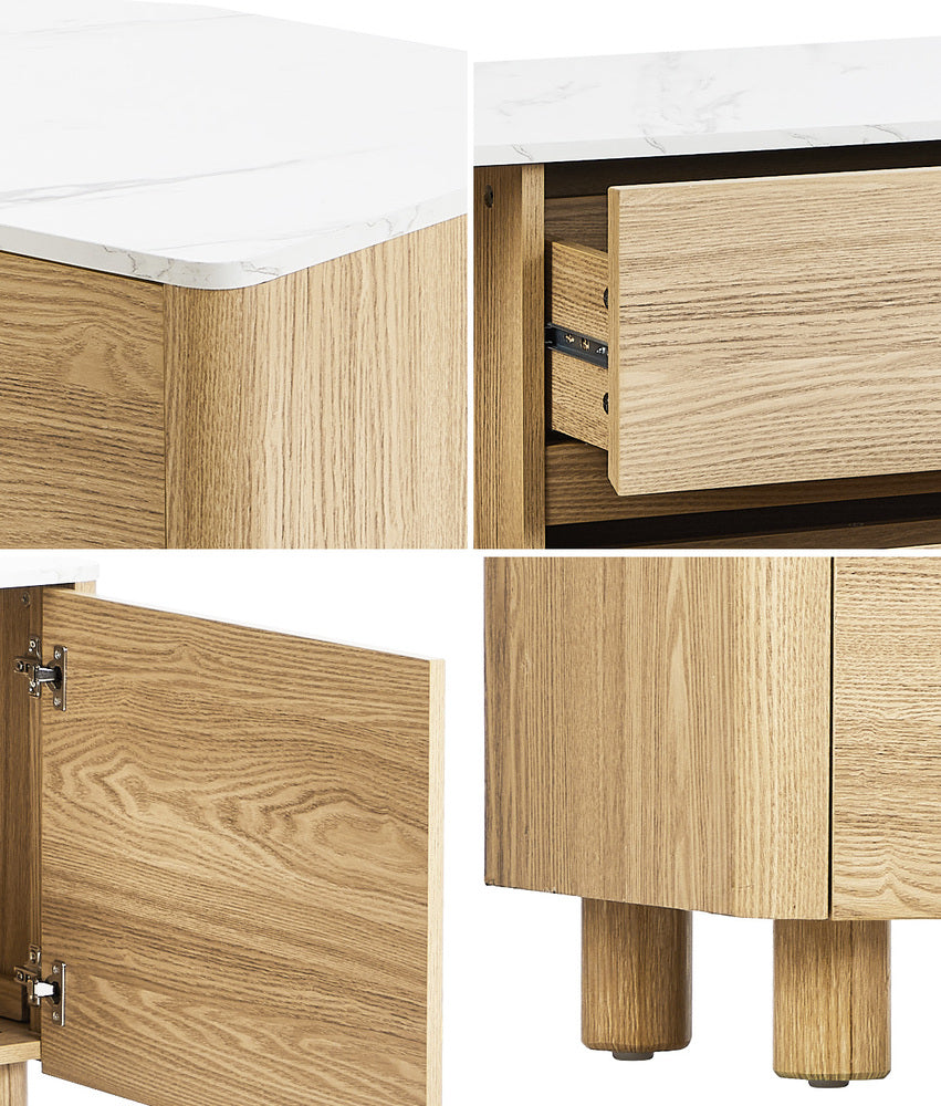 Oikiture TV Cabinet Entertainment Unit Stand 160cm Natural