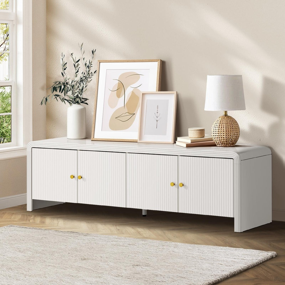 Oikiture TV Cabinet Entertainment Unit Stand 160cm Fluted Doors