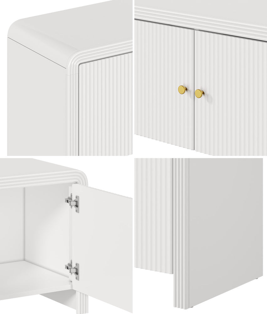 Oikiture TV Cabinet Entertainment Unit Stand 160cm Fluted Doors