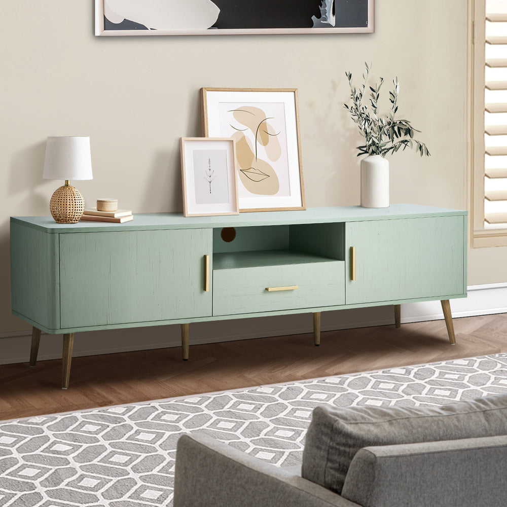 Oikiture TV Cabinet Entertainment Unit Stand 160cm Green