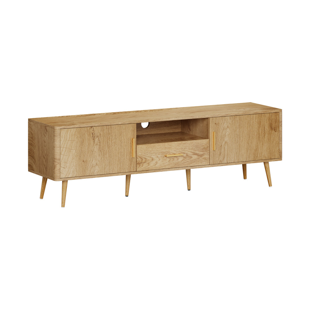 Oikiture TV Cabinet Entertainment Unit Stand 160cm Natural