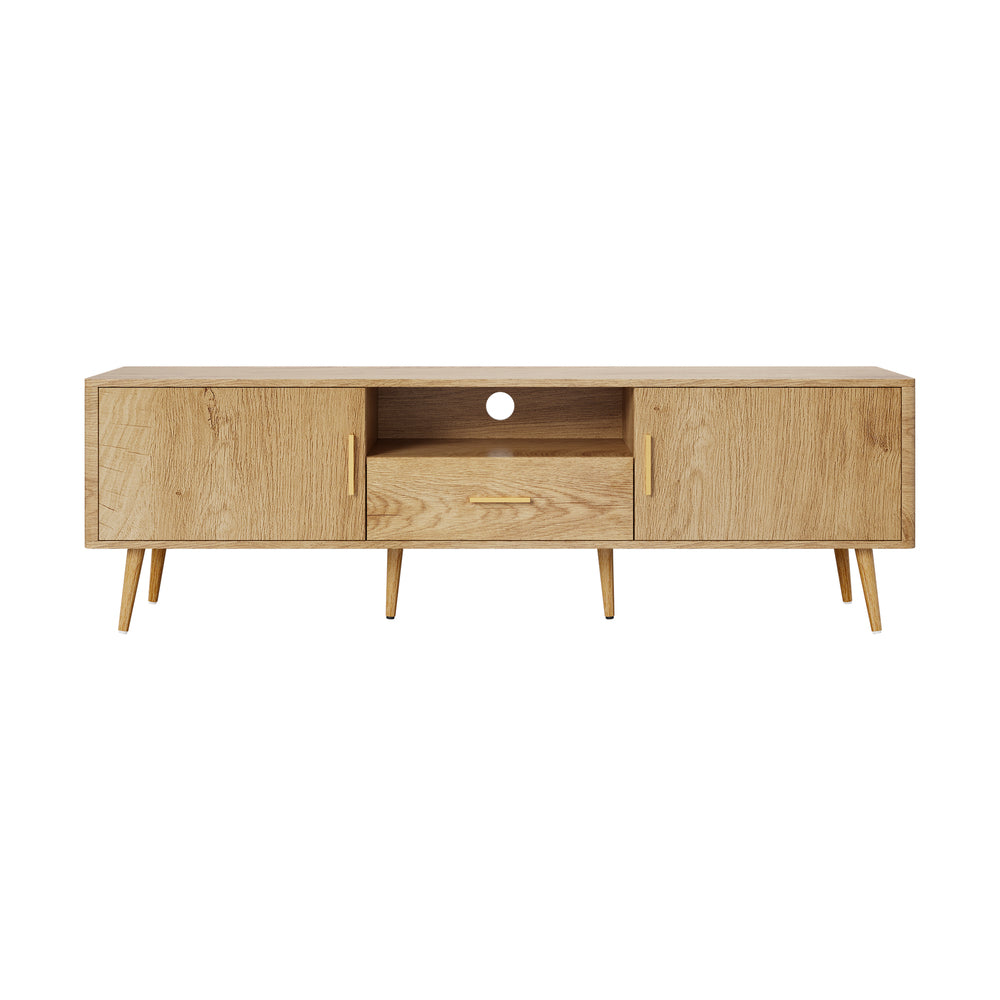 Oikiture TV Cabinet Entertainment Unit Stand 160cm Natural