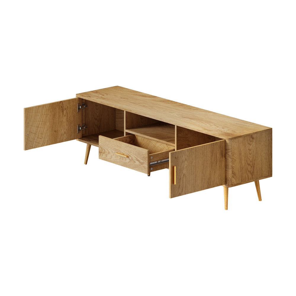 Oikiture TV Cabinet Entertainment Unit Stand 160cm Natural