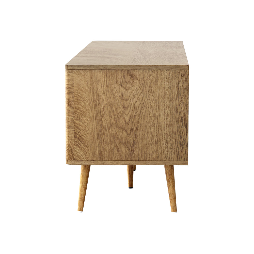 Oikiture TV Cabinet Entertainment Unit Stand 160cm Natural