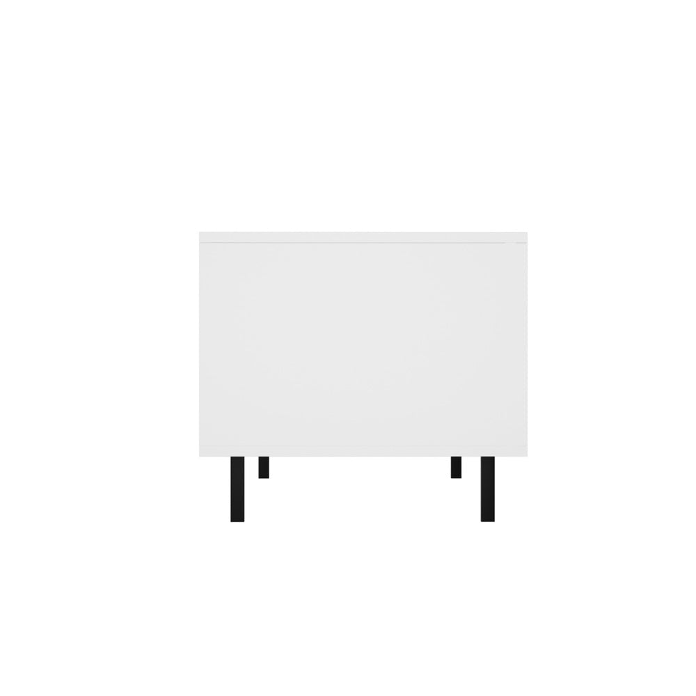 Oikiture TV Stand Cabinet Entertainment Unit Tempered-glass Doors White