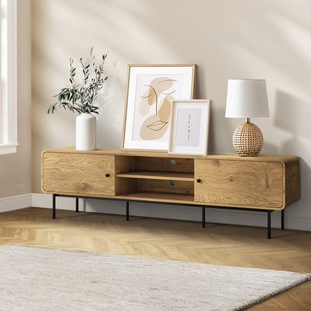 Oikiture TV Cabinet Entertainment Unit Stand 180cm Oak