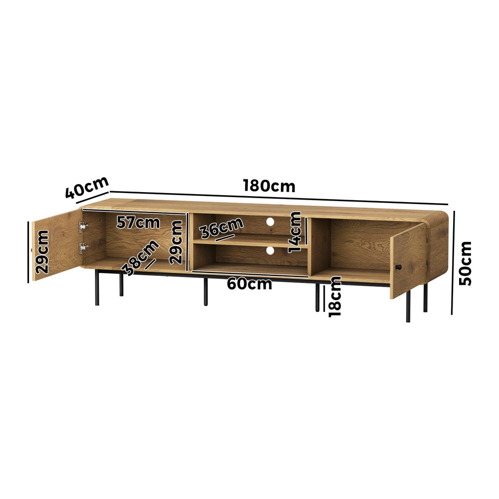 Oikiture TV Cabinet Entertainment Unit Stand 180cm Oak