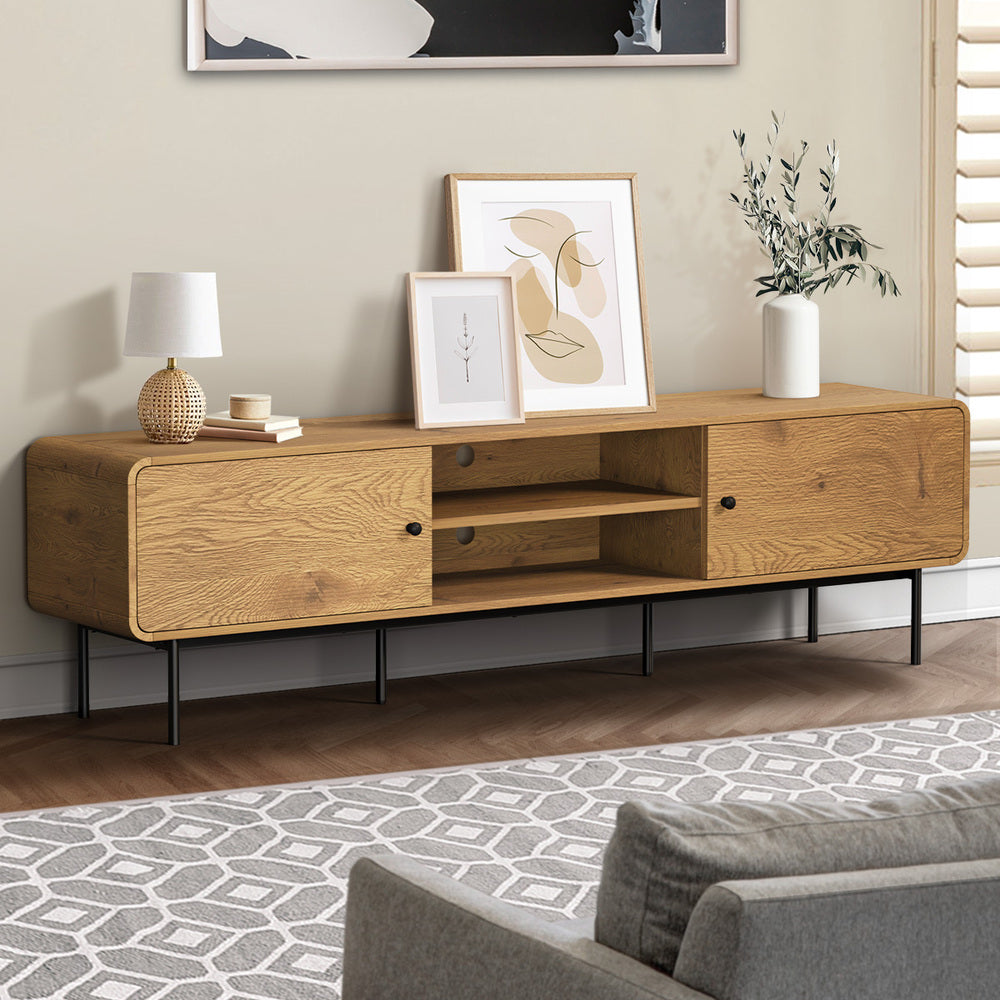 Oikiture TV Cabinet Entertainment Unit Stand 180cm Oak