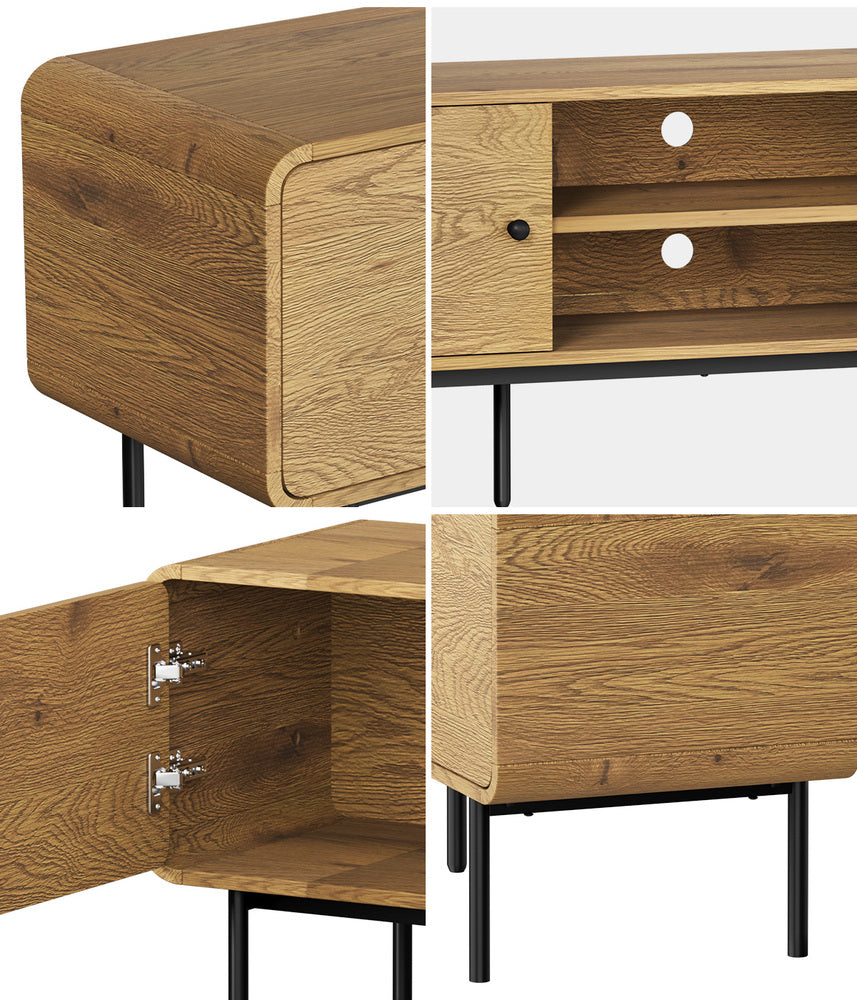 Oikiture TV Cabinet Entertainment Unit Stand 180cm Oak