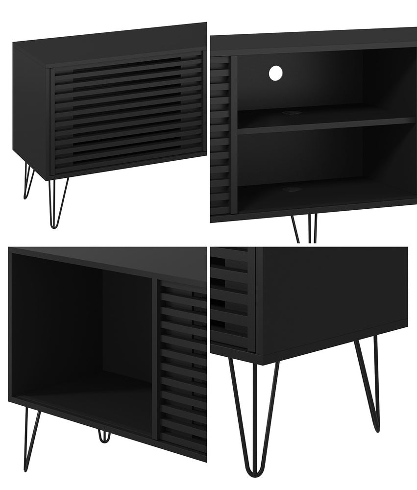Oikiture TV Stand Cabinet Entertainment Unit Sliding Door 180cm Black